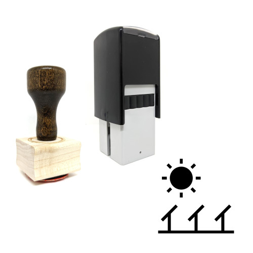 "Solar" rubber stamp with 3 sample imprints of the image