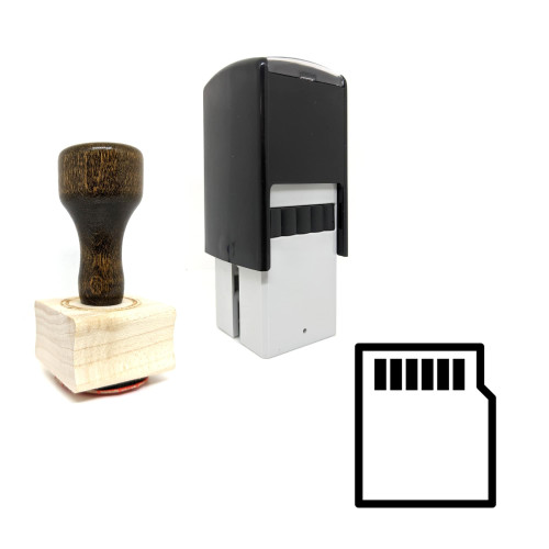 "Mini SD Card" rubber stamp with 3 sample imprints of the image