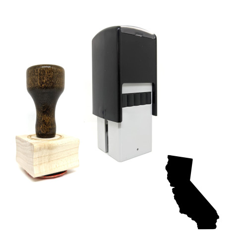 "California" rubber stamp with 3 sample imprints of the image