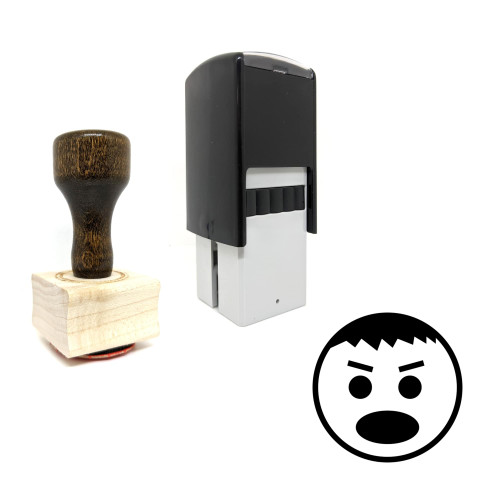 "Angry" rubber stamp with 3 sample imprints of the image