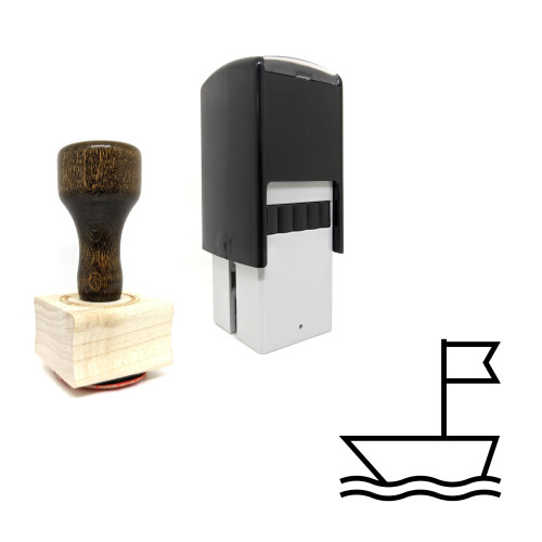 "Sailboat" rubber stamp with 3 sample imprints of the image