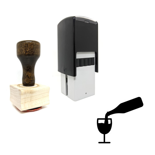 "Wine" rubber stamp with 3 sample imprints of the image