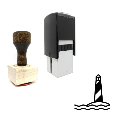 "Lighthouse" rubber stamp with 3 sample imprints of the image