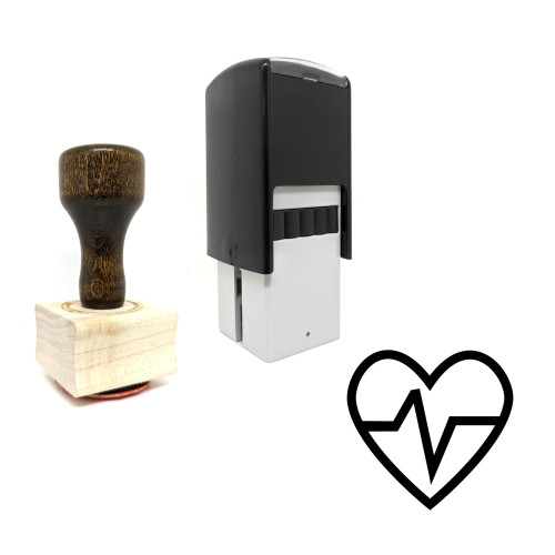 "Heartbeat" rubber stamp with 3 sample imprints of the image