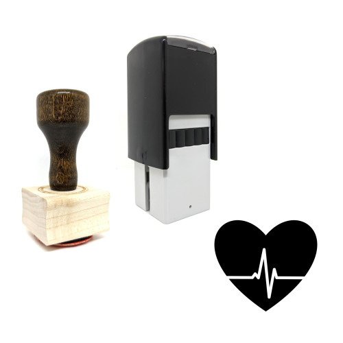 "Heart Rate" rubber stamp with 3 sample imprints of the image