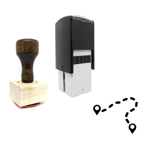 "Map" rubber stamp with 3 sample imprints of the image