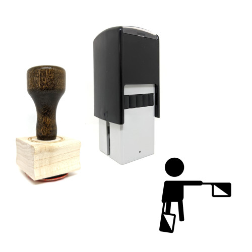 "Flag Semaphore F 6" rubber stamp with 3 sample imprints of the image