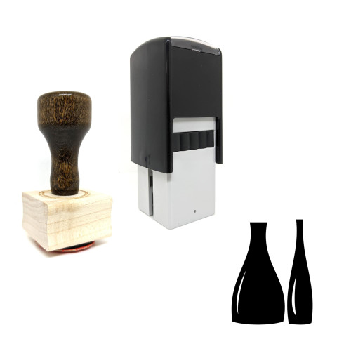 "Wine Bottles" rubber stamp with 3 sample imprints of the image