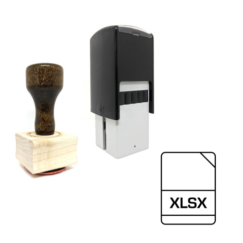 "Xlsx" rubber stamp with 3 sample imprints of the image