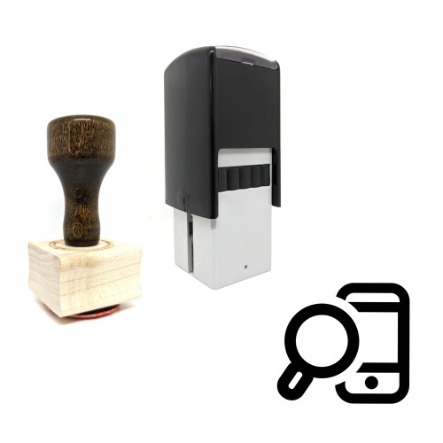 "Mobile Search" rubber stamp with 3 sample imprints of the image