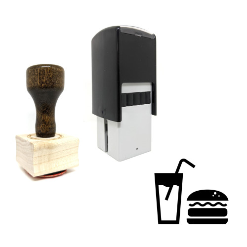 "Hamburger" rubber stamp with 3 sample imprints of the image