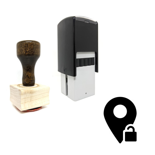 "Location Unlock" rubber stamp with 3 sample imprints of the image