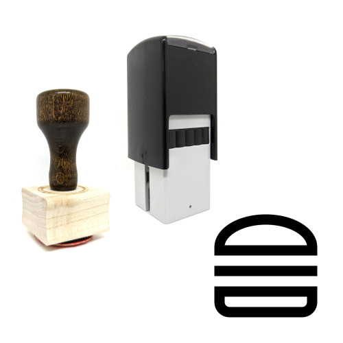 "Hamburger" rubber stamp with 3 sample imprints of the image