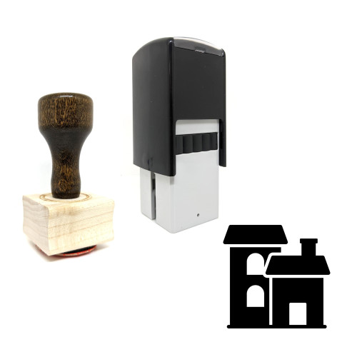 "Homes" rubber stamp with 3 sample imprints of the image