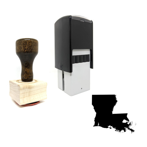 "Louisiana Map" rubber stamp with 3 sample imprints of the image