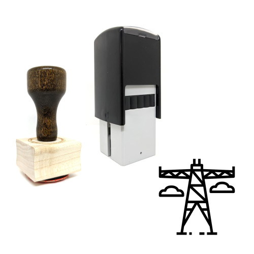 "Signal Tower" rubber stamp with 3 sample imprints of the image