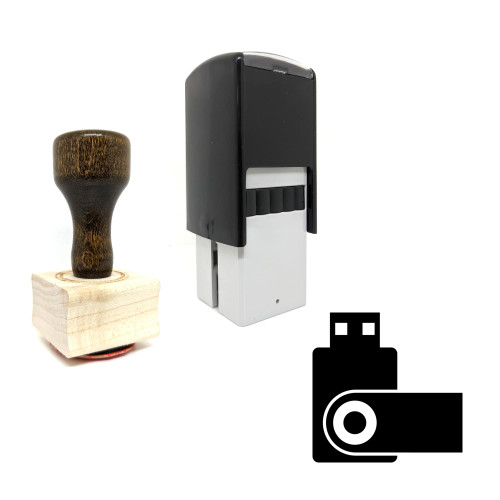 "USB" rubber stamp with 3 sample imprints of the image