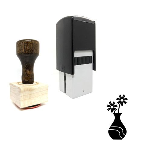 "Flower Vase" rubber stamp with 3 sample imprints of the image