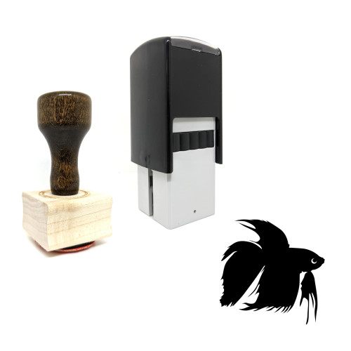 "Betta" rubber stamp with 3 sample imprints of the image