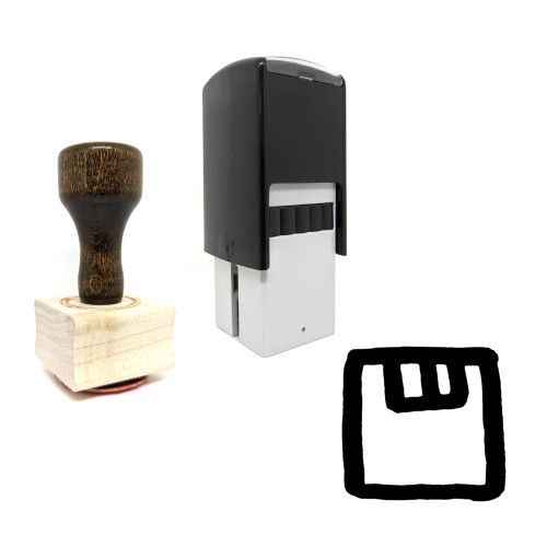 "Floppy Disc" rubber stamp with 3 sample imprints of the image