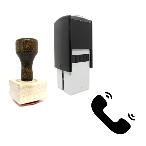 "Phone Conversation" rubber stamp with 3 sample imprints of the image