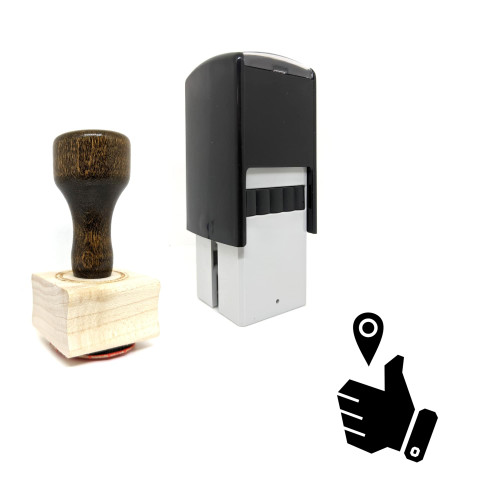 "GOOD LOCATION" rubber stamp with 3 sample imprints of the image