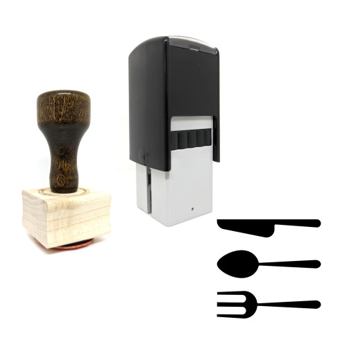 "Flatware" rubber stamp with 3 sample imprints of the image