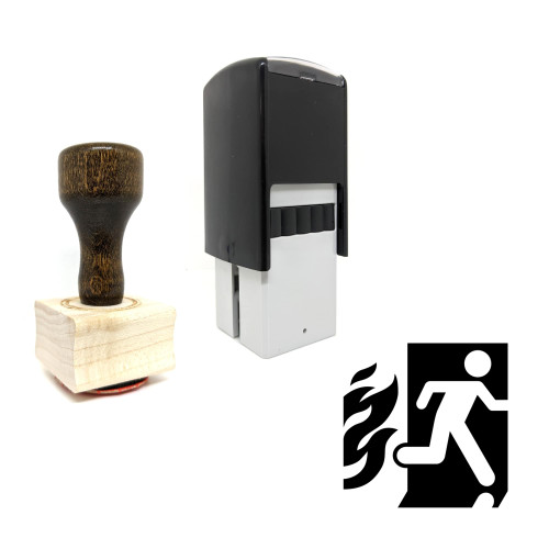 "Fire Exit" rubber stamp with 3 sample imprints of the image