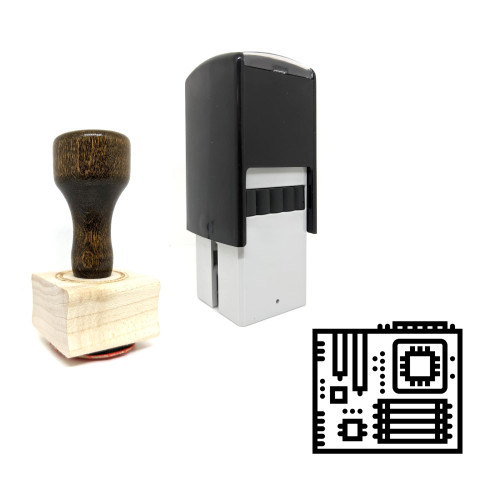 "Motherboard" rubber stamp with 3 sample imprints of the image