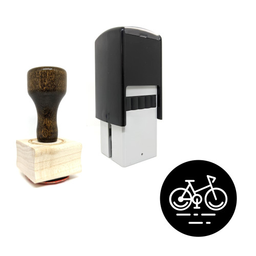 "Mountain Bicycle" rubber stamp with 3 sample imprints of the image