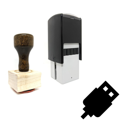 "USB Plug" rubber stamp with 3 sample imprints of the image