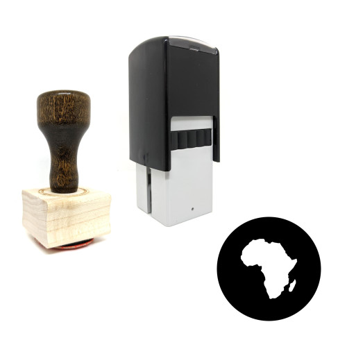 "Africa" rubber stamp with 3 sample imprints of the image