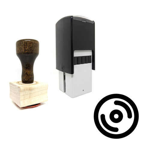 "Compact Disk" rubber stamp with 3 sample imprints of the image