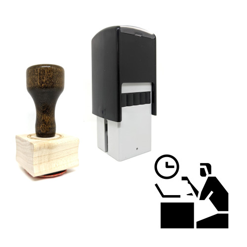 "Businessman Working" rubber stamp with 3 sample imprints of the image