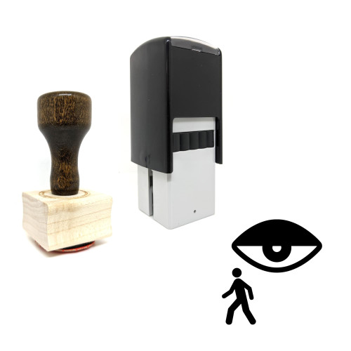 "Surveillance" rubber stamp with 3 sample imprints of the image