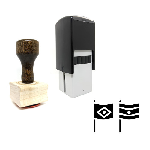"National" rubber stamp with 3 sample imprints of the image