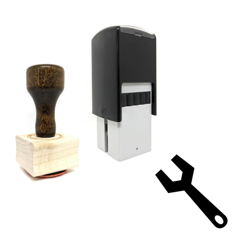 "Wrench" rubber stamp with 3 sample imprints of the image