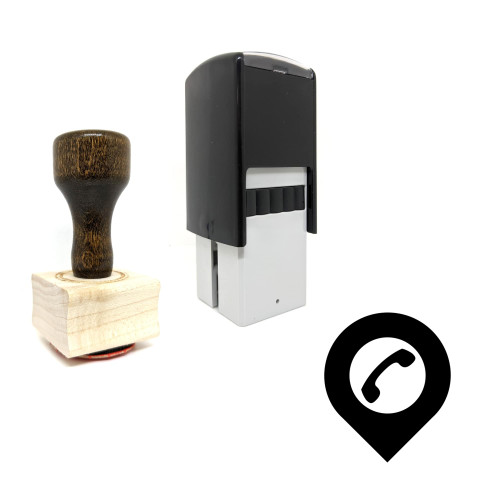 "Map Marker" rubber stamp with 3 sample imprints of the image
