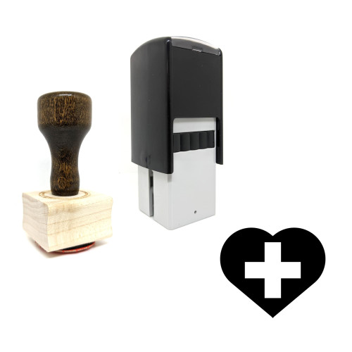 "Heart Plus" rubber stamp with 3 sample imprints of the image