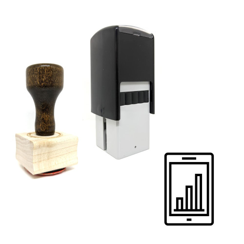 "Mobile Graph" rubber stamp with 3 sample imprints of the image