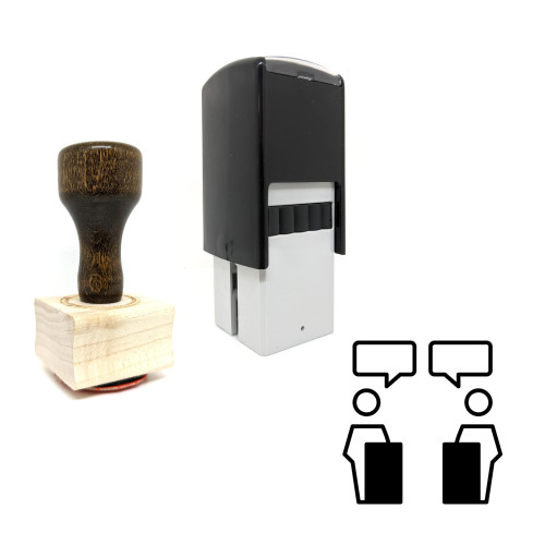 "Debate" rubber stamp with 3 sample imprints of the image