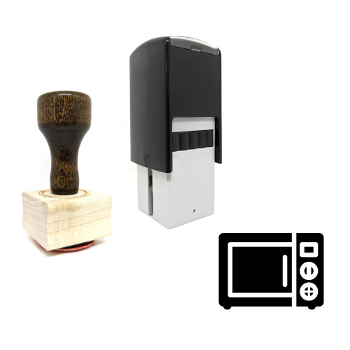 "Microwave" rubber stamp with 3 sample imprints of the image