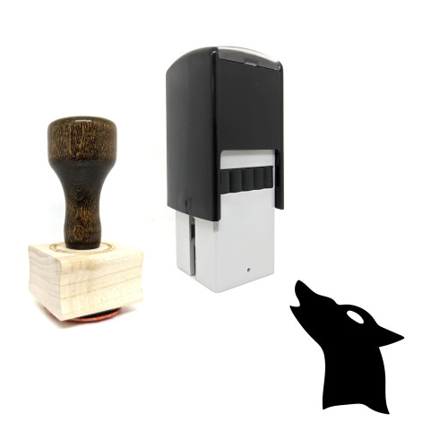 "Wolf" rubber stamp with 3 sample imprints of the image