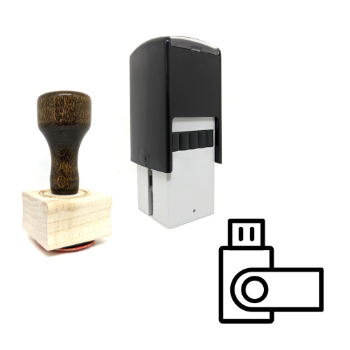 "USB" rubber stamp with 3 sample imprints of the image
