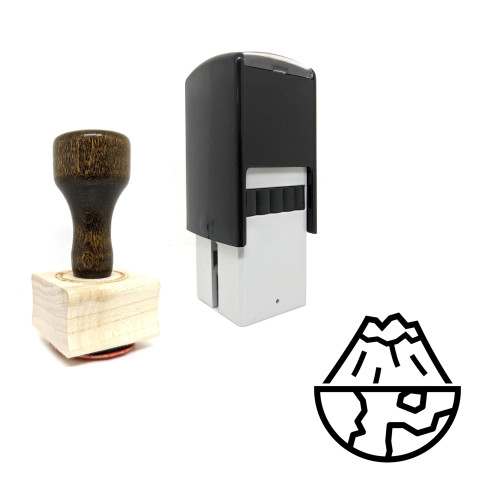 "Mountains" rubber stamp with 3 sample imprints of the image