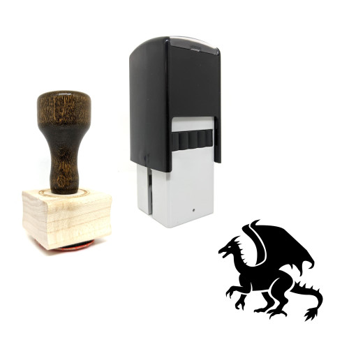 "Dragon" rubber stamp with 3 sample imprints of the image
