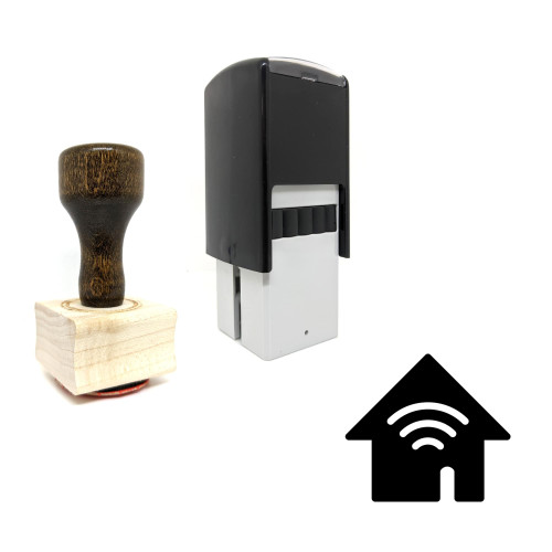 "Connected Home" rubber stamp with 3 sample imprints of the image
