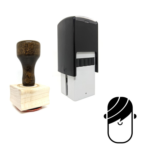 "Man Face" rubber stamp with 3 sample imprints of the image