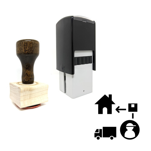 "Courier" rubber stamp with 3 sample imprints of the image