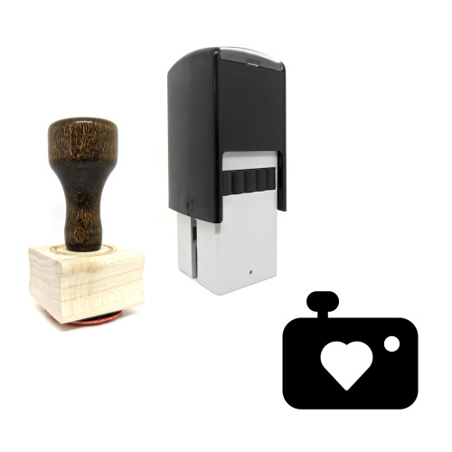 "Love Camera" rubber stamp with 3 sample imprints of the image